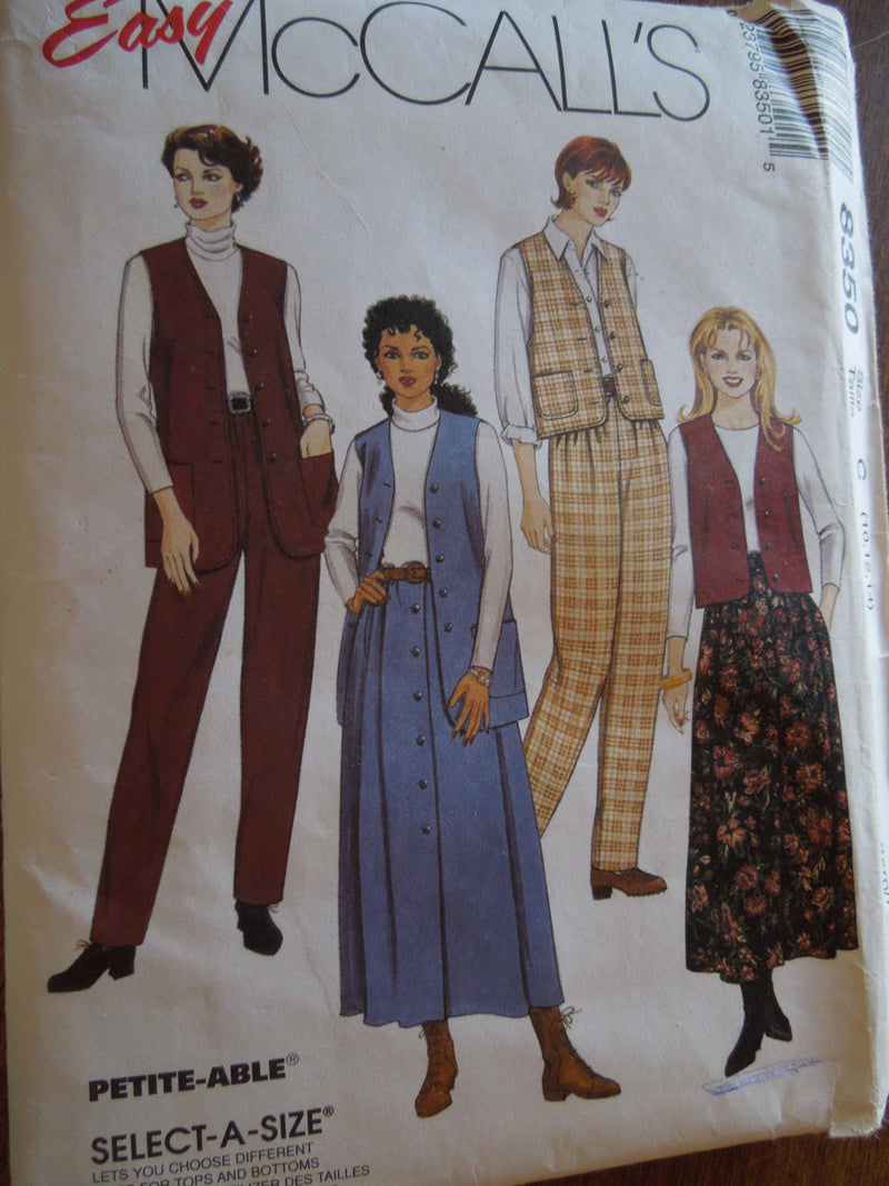 McCalls 8350, Misses, Separates, Petite, UNCUT sewing pattern, Sizes 10 to 14