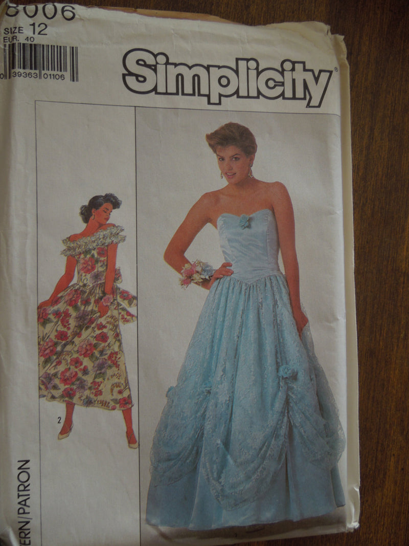 Simplicity 8006, Misses Dresses, Evening Wear, Lined, UNCUT sewing pattern,