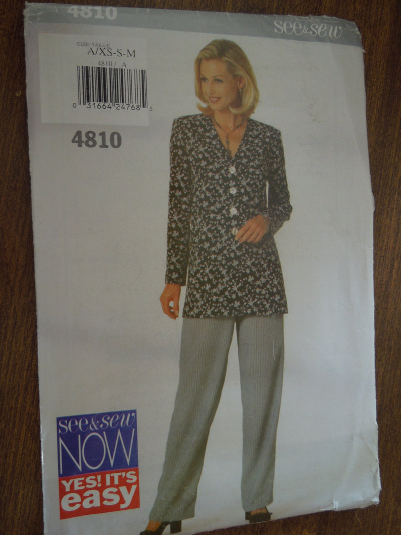 See and Sew 4810,  Misses Pants, Tops, Petite, UNCUT Sewing Pattern, Sale