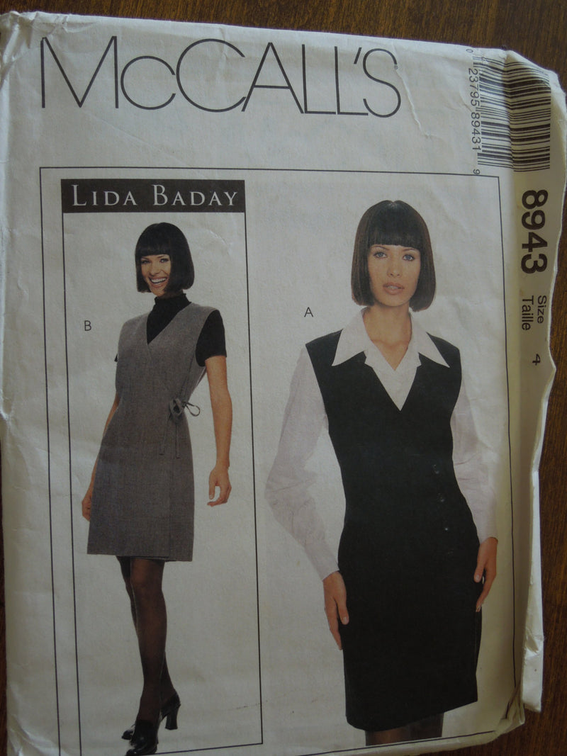 McCalls 8943, Misses, Jumpers, Blouses, Lined, UNCUT sewing pattern,