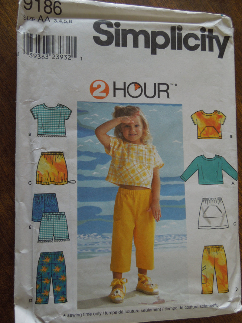 Simplicity 9186, Girls, Separates, Sizes varies, UNCUT sewing pattern,