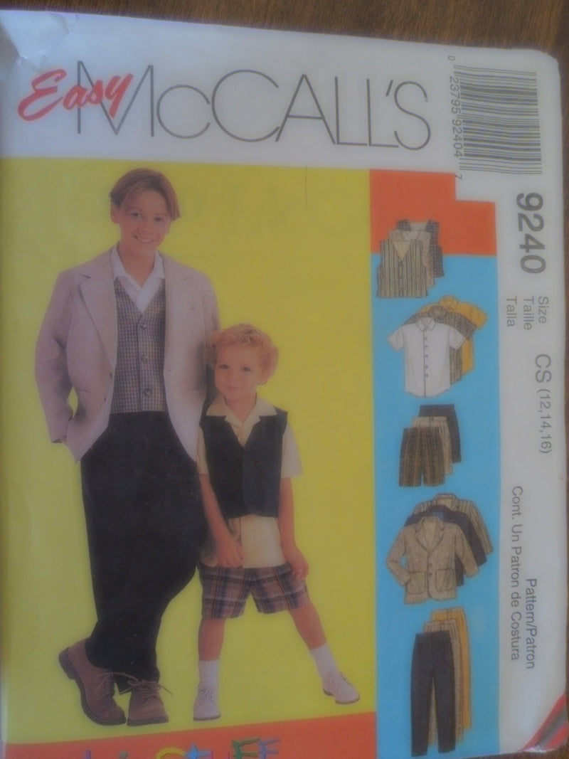 McCalls 9240, Boys Separates, UNCUT Sewing Pattern, Sale