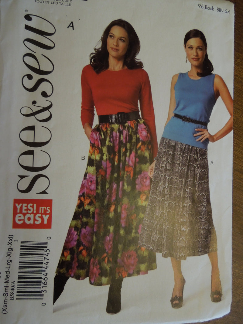 Butterick See and Sew B5840, Misses, Skirts, UNCUT sewing pattern,