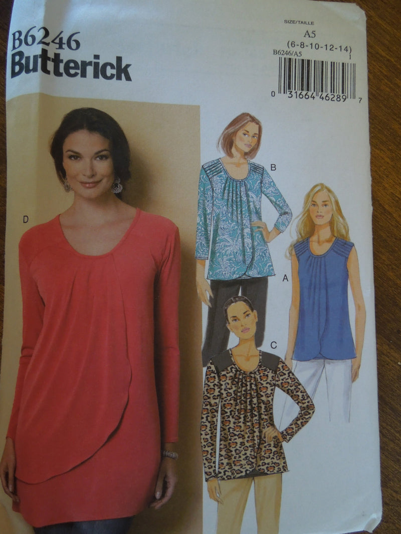 Butterick B6246 ,  Misses, Tops, UNCUT sewing pattern,