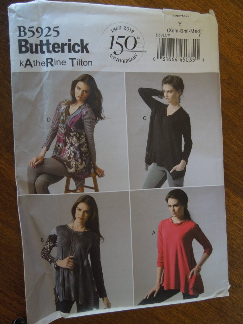 Butterick B5925, Misses, Tops, Pullover Style, UNCUT sewing pattern,