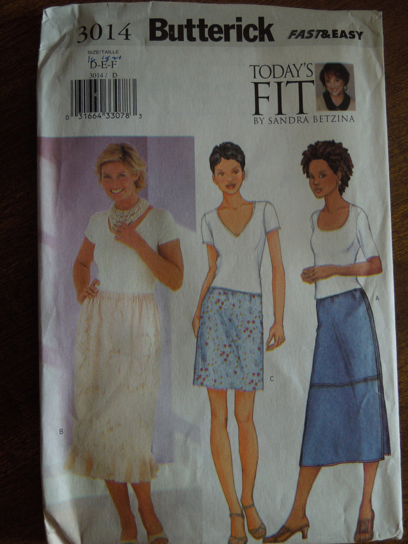 Butterick 3014,  Misses Skirts, UNCUT sewing pattern, SALE