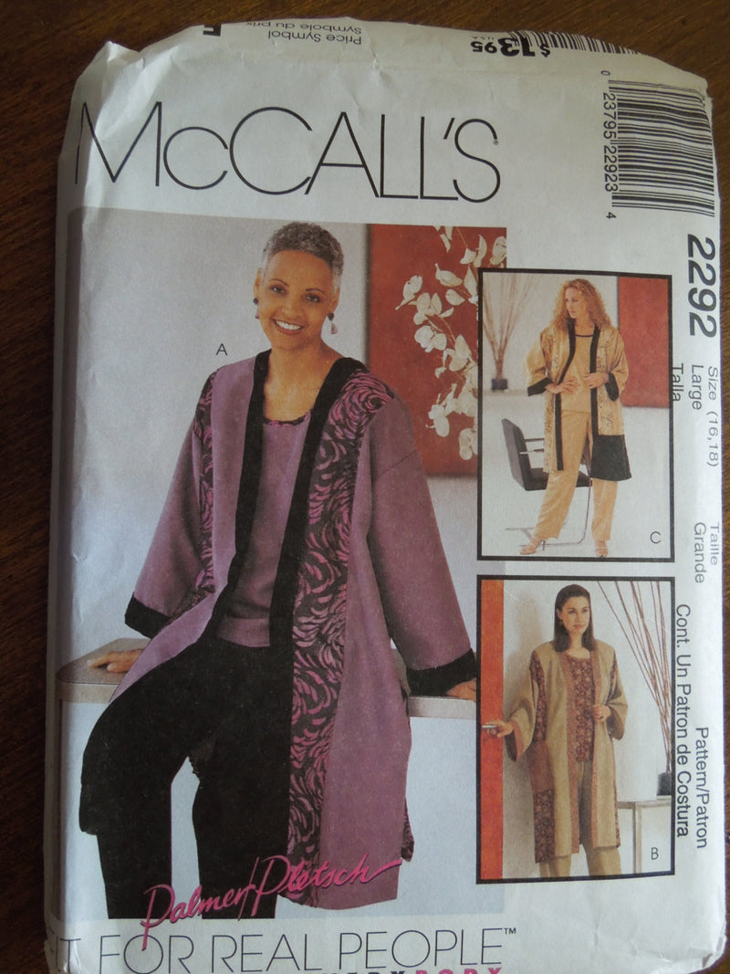 McCalls 2292, Misses Jackets, Tops, Pants, UNCUT sewing pattern,